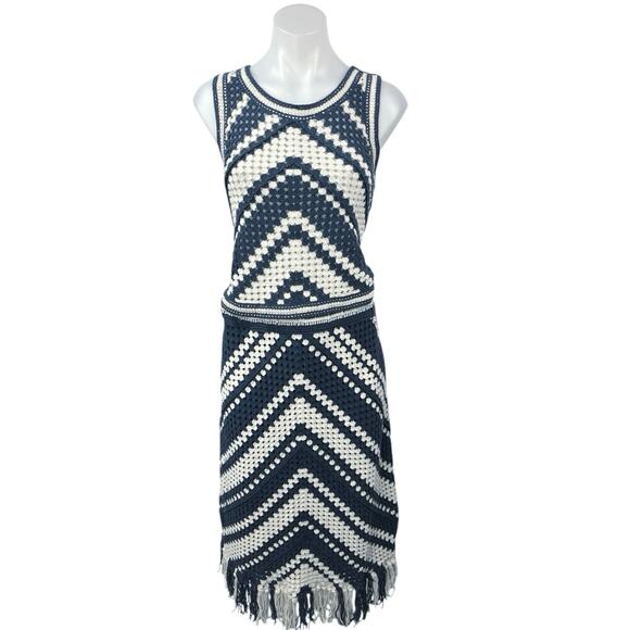 Anthropologie Navy and White Chevron Dress - Picture 3 of 9
